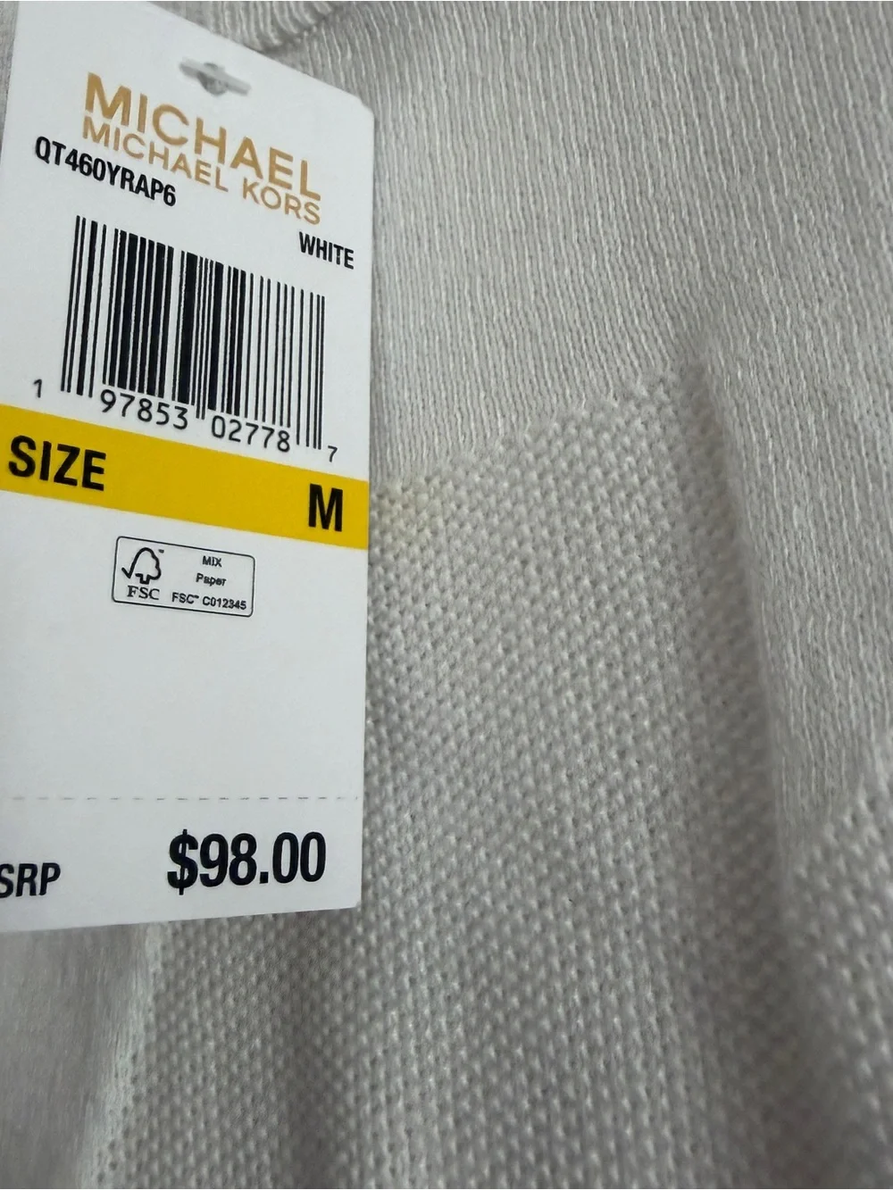 Michael Kors White Embossed Logo Short Sleeve Sweater